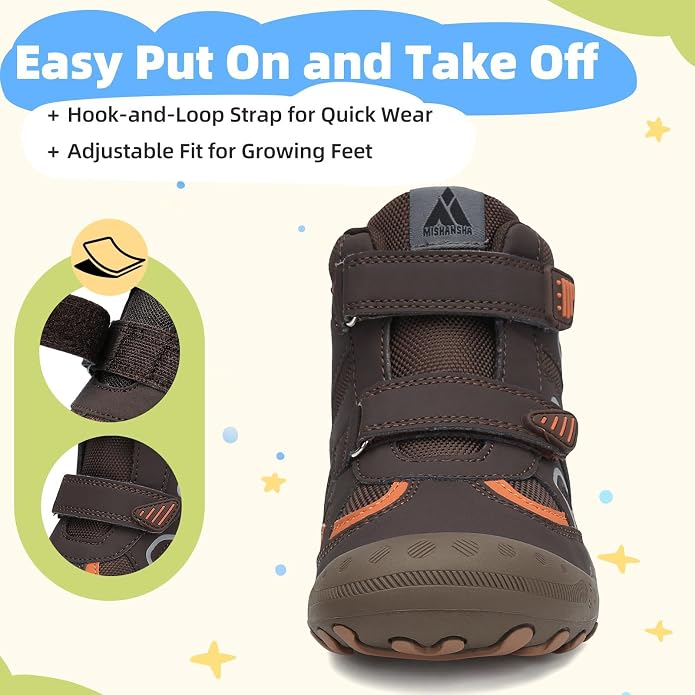 Mishansha Kids Water Resistant Hiking Boots, Boys Girls Anti Collision Anti-Skid Athletic Outdoor Adventure Trekking Shoes
