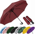 SIEPASA Windproof Travel Compact Umbrella-Automatic Umbrellas for Rain-Compact Folding Umbrella, Travel Umbrella Compact, Small Portable Windproof Umbrellas for Men Women Teenage. (Wine Red)