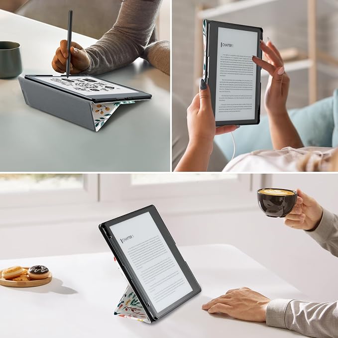 CoBak Case for E-Reader - All New PU Leather Cover with Auto Sleep Wake Feature for Tablet Reader 10.2" 2022 & 2024 Released with Pen Holder (not Compatible with Remarkable),Bloomwave