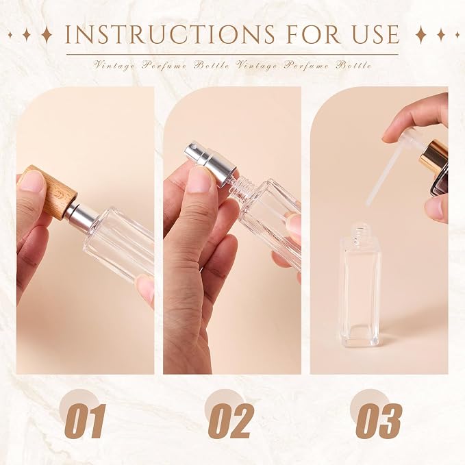 Domensi 20 Pcs 10/15/20/30 ml Perfume Travel Refillable Glass Bottles Spray Bottle Perfume Atomizer for Cologne Dispenser Leak-proof Fragrance Bottles Atomizer Pump Kit (20 ml,Light Wood Color)