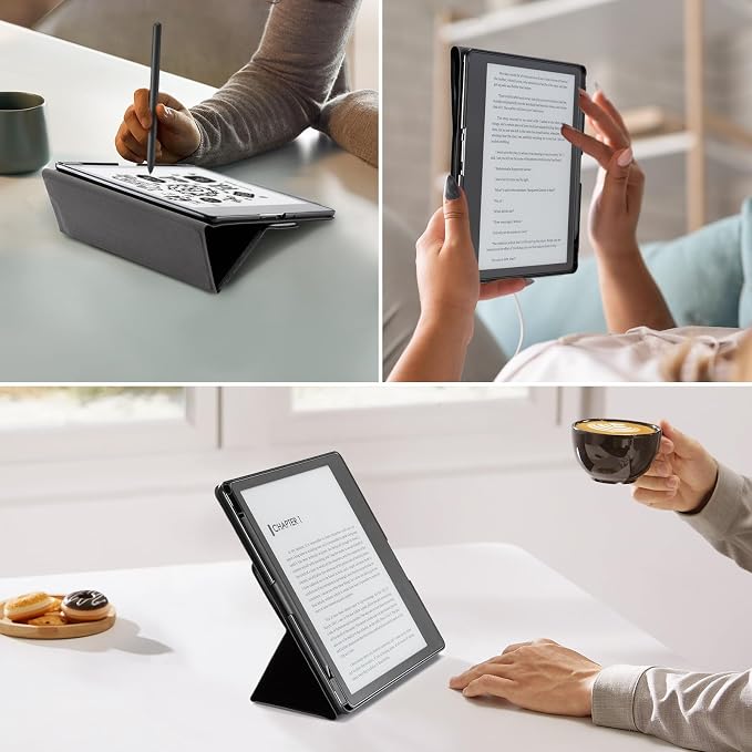 CoBak Stand Case for Kindle Scribe - Premium Folio Leather Cover with Pen Holder, Auto Sleep/Wake - Compatible with 10.2 Inch Kindle Scribe (2022/2024 Release)