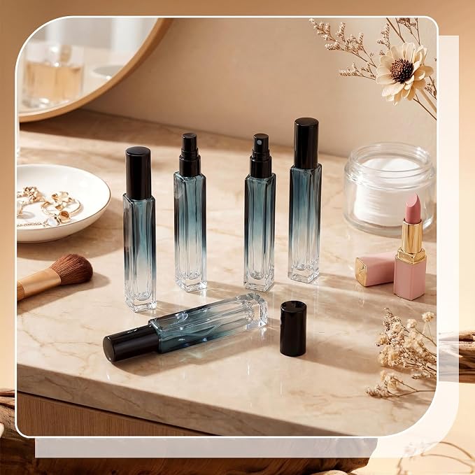 36 Pcs Glass Refillable Perfume Bottle Bulk 10ml Portable Travel Perfume Atomizer Refillable Empty Atomizer Sprayer Small Spray Bottles for Cologne Dispenser (Black Green)