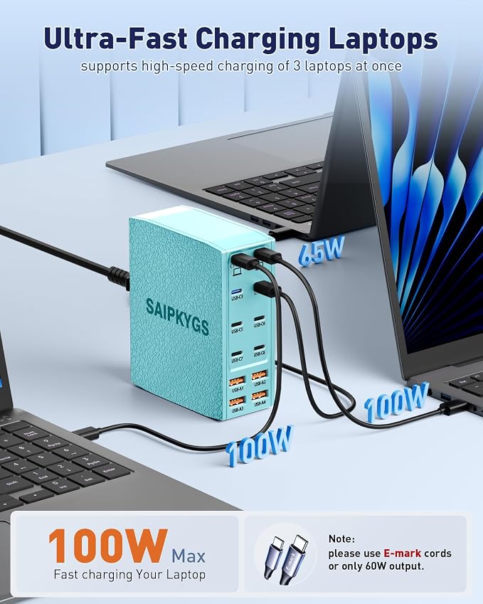 USB Charging Station (1000W),12-Port USB C Charger Block with Dual 100W PD USB-C Fast Charging Station Hub for MacBook Pro/Air/All iPad Phone 17/16 15/14/13/Pro Max/Samsung Galaxy Note(Green)