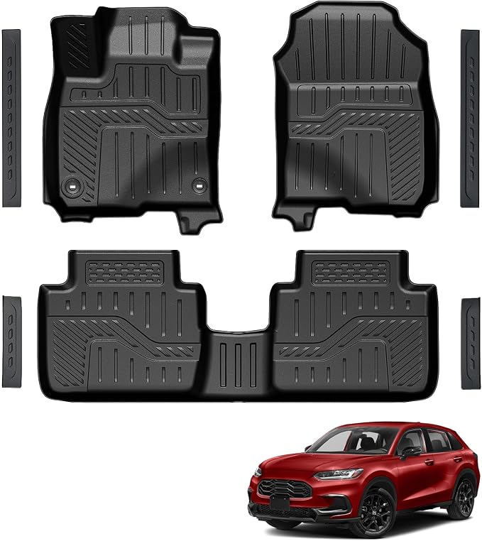 Floor Mats for 2023-2025 2026 Honda HR-V (Include Hybrid), TPE All Weather Durable Floor Liners Door Sill Guards for Honda HRV Accessories
