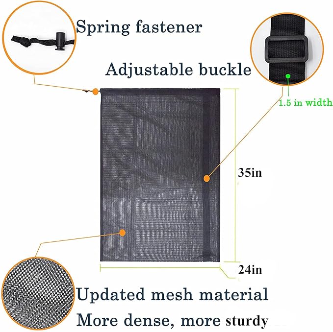 Heavy Duty Mesh Ball Bag, Drawstring Sport Equipment Storage Bag for Basketball, Soccer, Sports Beach and Swimming Gears with Adjustable Shoulder Strap Outdoor Organizer