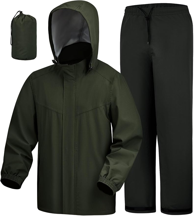 iCreek Rain Suit Waterproof Hooded Rain Gear Breathable Lightweight Packable Rain Jacket Pants Men Women for Hiking Fish Golf