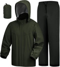 iCreek Rain Suit Waterproof Hooded Rain Gear Breathable Lightweight Packable Rain Jacket Pants Men Women for Hiking Fish Golf