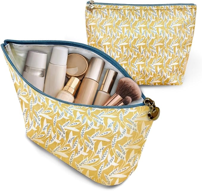 Jacaranda Living Medium Cosmetic Bag – Waterproof PVC-Lined Cosmetic & Toiletry Organizer, Zipper Pouch for Skincare, Makeup & Accessories, Leaf Dance