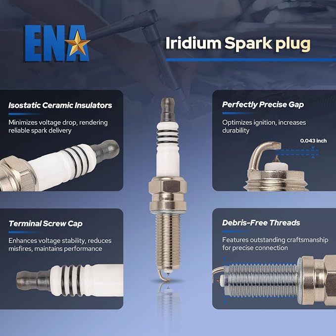 ENA Set of 6 Ignition Coils & Iridium Spark Plugs for UF648 Compatible with Chrysler Dodge Charger Jeep Grand Cherokee Wrangler 200 300 Challenger Journey 3.2L 3.6L V6 Replace for 93175 C894 C1791