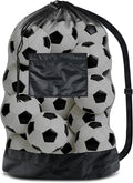 BROTOU Extra Large Soccer Ball Net Bag, 40" x 30" Drawstring Mesh Ball Bag with Zipper Pocket, Sports Equipment Bag for Gym, Cloth, Beach, Swimming Gears