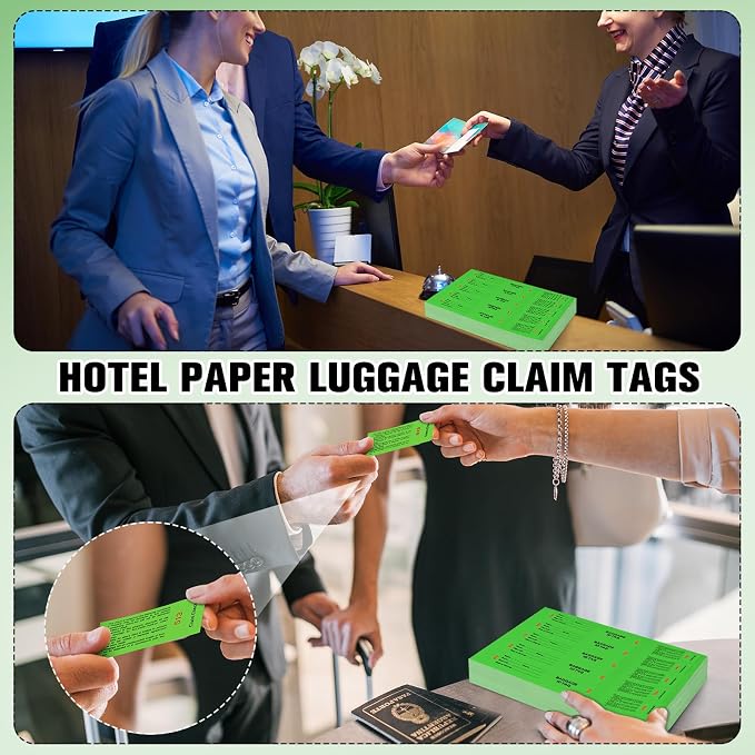 Feifeiya 1000 Hotel Luggage ID Tags with Transfer Tape on Back Paper Baggage Claim Check Tags Numbering from 000 to 999 Baggage Identification for Hotel Suitcase Motel Bag(Green)
