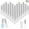 Zhehao 50 Pcs Mini Spray Bottles 3 ml Clear Glass Perfume Bottles Refillable Fine Mist Perfume Atomizer Portable Empty Sample Containers for Cleaning, Essential Oils, Travel (Silver Cap)