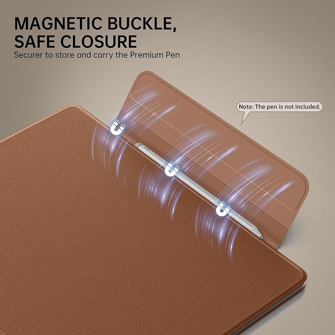 MoKo Magnetic Case for All-New 11" Kindle Scribe 2025(3rd Generation) & Kindle Scribe Colorsoft 2025(1st Generation) - Slim Folio Premium PU Leather Cover with Pen Clasp & Auto Sleep Wake, Brown