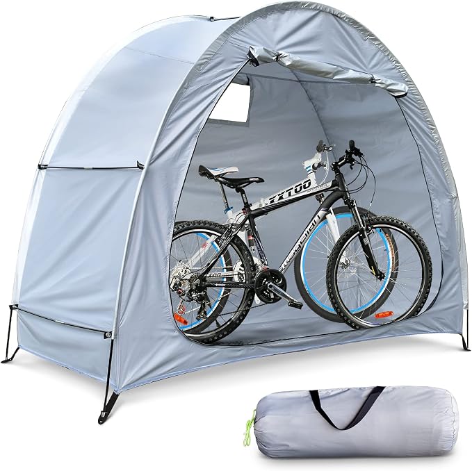 Bike Cover Storage Heavy Duty Storage Tent Outdoor Portable Bicycle Tent PU4000 Waterproof Cloth Durable 210D Oxford Fabric,Protect Against Wind, Rain, Snow, Dust W/Travel Bag
