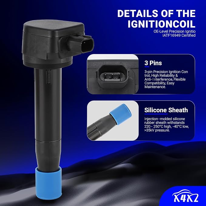 UF670 Ignition Coil & LTR6BHX Double Iridium Spark Plug for Ford Focus Edge Escape Explorer Fusion Mustang Taurus EcoSport/Jaguar F-Pace XE XF/Lincoln MKC MKT MKZ/Land Rover LR2 Replace# DG546 5C1873