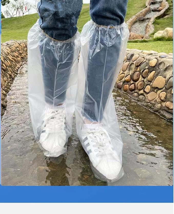 Fancystyle Disposable Plastic Boot and Shoe Covers 19 inch Tall Extra Large Resistant Water/Skid Resistant, Clear(80)