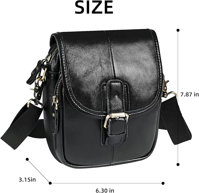Water Resistant Canvas + Leather Hiking Riding Travel Fanny Waist Pack Small Phone Pouch For Men Women FB811-29 (1168-Black)