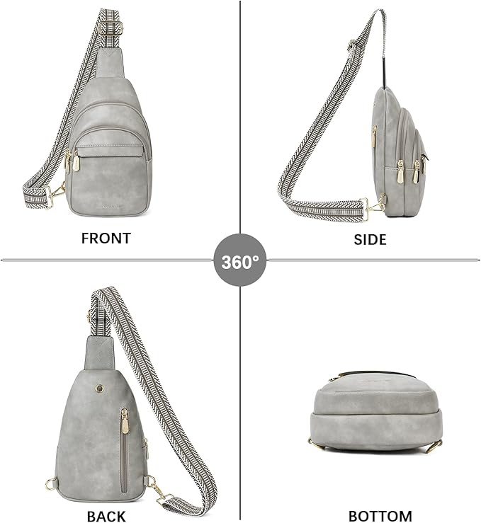 BOSTANTEN Sling Bag for Women Leather Crossbody Bags Fanny Pack Chest Bag for Travel