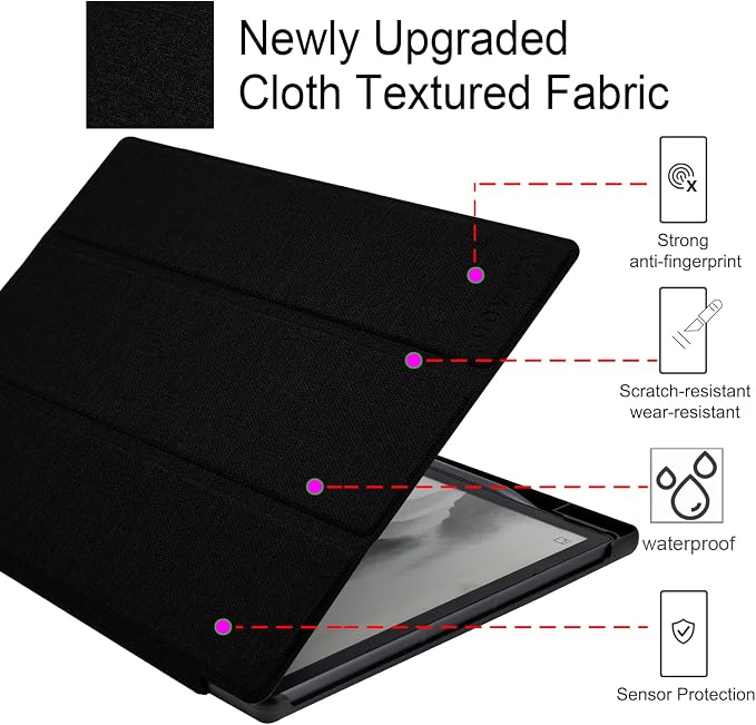 Protective Folio Case for 8.2'' iFLYTEK AINOTE Air 2, Ultra-Thin Lightweight Trifold Protective Cover with Built-in Pen Holder Auto Sleep/Wake for AINOTE Air2 Tablet (Cloth Black)