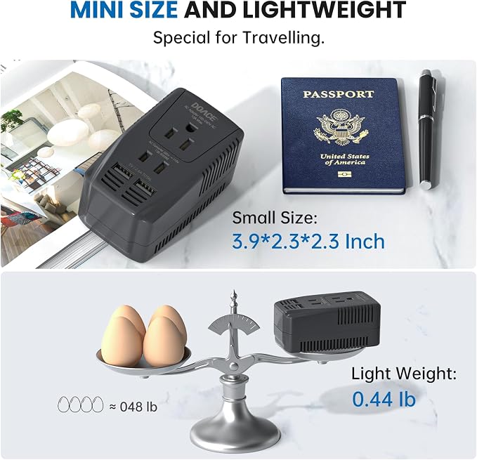Upgraded 2000W 220V to 110V Converter for European Travel, Voltage Converter US to Europe for Hair Dryer Straightener Curling Iron, 2300W Adapter with EU/UK/AU/US Plugs for Laptop Camera Cell Phone
