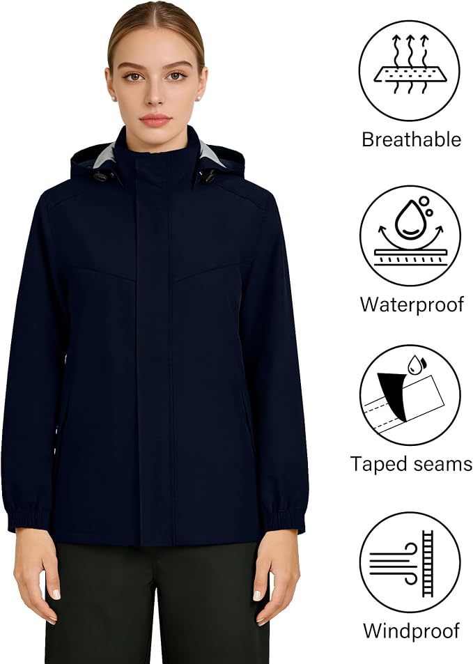 iCreek Rain Suit Waterproof Hooded Rain Gear Breathable Lightweight Packable Rain Jacket Pants Men Women for Hiking Fish Golf
