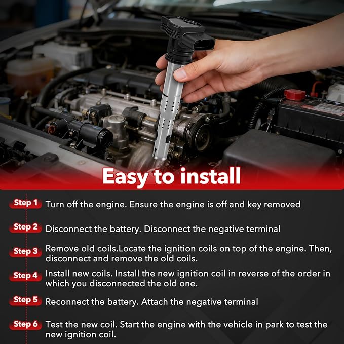 UF575 Ignition Coil Packs and Iridium Spark Plugs Compatible with Audi A3 A4 A5 A6 Q3 Q5 RS5 TT Allroad/Volkswagen Beetle CC EOS GTI Jetta Passat