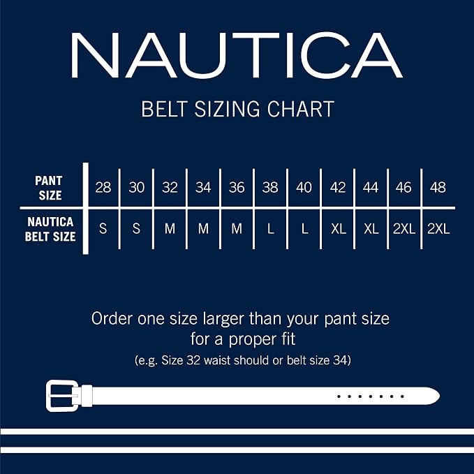Nautica Men's Reversible Leather Belt | 2-in-1 | Classic | Everyday | Business | Work | Dress | Casual | Metal Buckle