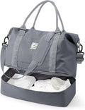 Travel Duffel Bag, 18x14x8 Inches Travel Bag Spirit with Shoes Compartment, Weekender Overnight Bag for Women with Trolley Sleeve, Carry On Bag for Airplanes Sport Tote Gym Bag SlateGrey