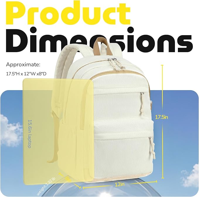 Bluboon School Backpack for Teen Girls Bookbags Elementary High School Corduroy Laptop Bags Women Travel Daypacks