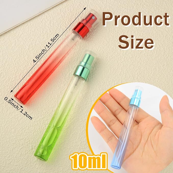 Zhehao 36 Pieces Mini Perfume Spray Bottles 10 ml Colorful Glass Fine Mist Refillable Spray Empty Bottles Perfume Atomizer Small Sample Containers for Travel Essential Oils Cleaning