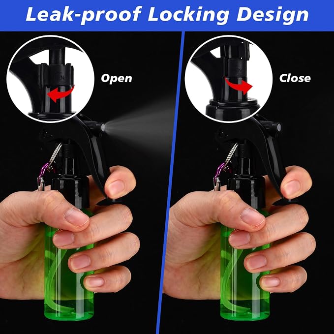 50 Pack 2 Oz Keychain Spray Bottles Refillable Portable Travel Size Plastic Sprayers for Hand Sanitizer, Cleaning, Gardening, Cooking, Holiday Travel Prep(10 Random Colors, Black Nozzle)