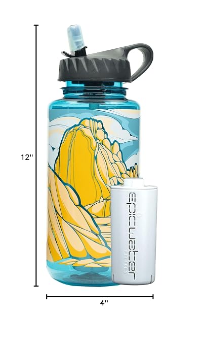 Epic Water Filters Nalgene OG Water Bottle with Filter, USA Made, BPA Free, Removes 99.99% Tap Water Contaminants, Forever Chemicals, Access Fund 23 Art, 32 oz