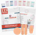 Epic Medical Supply First Aid Kit Medication Refill 115-Count Unit Dose Packets Alcohol Pads & Bandages Emergency Medicine Kit Pills 1st Aid Kit Refill Travel Camping Assembled in USA (115 Pieces)