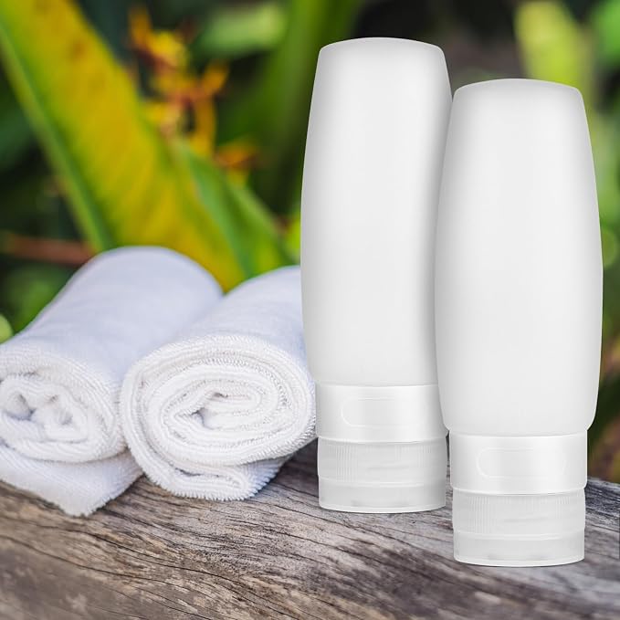 Healeved 8pcs Travel Bottles Refillable Containers for Shampoo Conditioner Lotion Squeeze Tubes with Leakproof Design for Travel and Daily Use