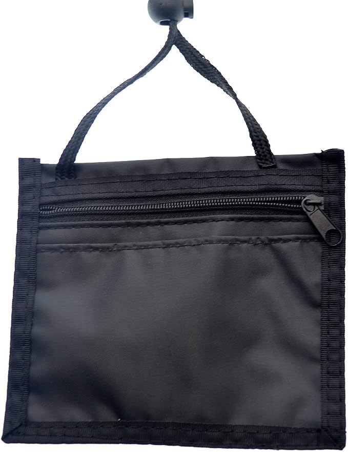 Nylon Neck Wallet Badge Holder with Lanyard - 4 X 3 Credential & Travel Badge Holder with 3 Pockets - Clear Plastic 4X3 Horizontal Window, Zipper Pouch + by Specialist ID
