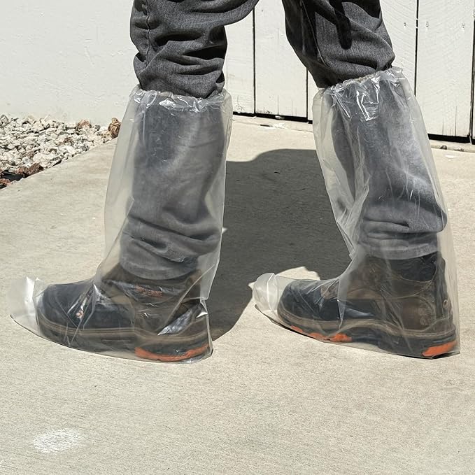Sandbaggy Waterproof Boot/Shoe Covers - 19" Tall, 3 Mil Disposable - Transparent/Clear (20)