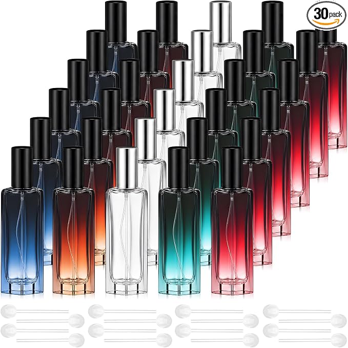 Domensi 30 Pcs 10/15/20/30 ml Perfume Travel Refillable Glass Bottles Spray Bottle Perfume Atomizer for Cologne Dispenser Leak-proof Fragrance Bottles Atomizer Pump Kit (30 ml,Amber Color)