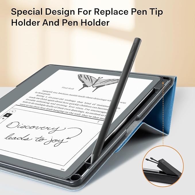 CoBak Stand Case for Kindle Scribe - Premium Folio Leather Cover with Pen Holder, Auto Sleep/Wake - Compatible with 10.2 Inch Kindle Scribe (2022/2024 Release)
