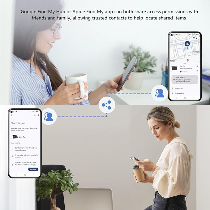 VOCOlinc Air Tag Smart Card for Android & iOS, New Dual System Rechargeable Wallet Tracker Work with Google Find Hub or Apple Find My APP, Item Finder Locator for Luggage, Suitcase. Slim 1.6mm, 2 Pack