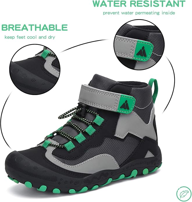 Mishansha Kids Water Resistant Hiking Boots, Boys Girls Anti Collision Anti-Skid Athletic Outdoor Adventure Trekking Shoes