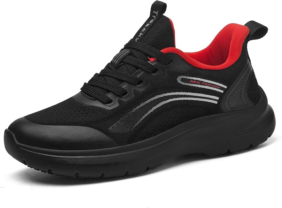 Treesky Black Non Slip Work Shoes for Women, Restaurant & Kitchen Sneakers | Slip resistant soles, lightweight cushioning, breathable knit, removable insole, for nursing, food service & long shifts