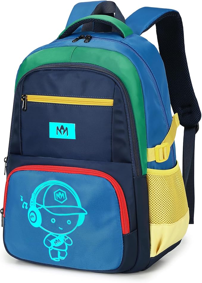 Bluboon Kids Backpack Boys Camo Bookbag Teens Elementary School Bag Daypack Travel Back Pack Middle school (Yellow green with blue background)