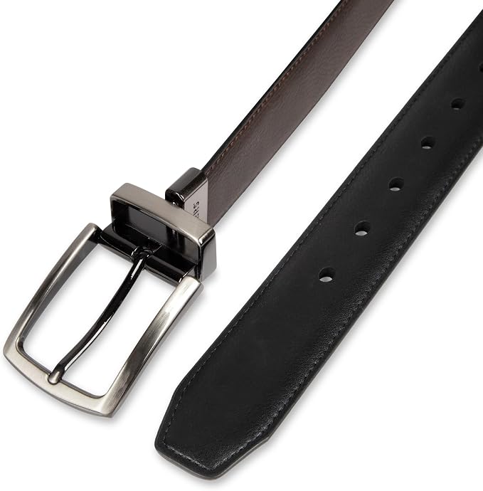DOCKERS Men's Two-in-one Reversible Rotative Buckle Everyday Casual Dress Belt (Regular and Big & Tall Sizing)