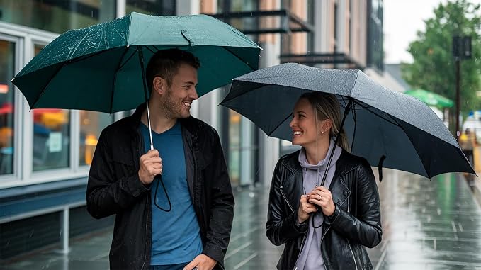 SIEPASA Two Packs Auto Open & Close Small Travel Umbrella Compact for Backpack-Umbrellas for Rain, Lightweight Strong Mini Portable Umbrellas for Men and Women. (Black & Green, 2 Pack)