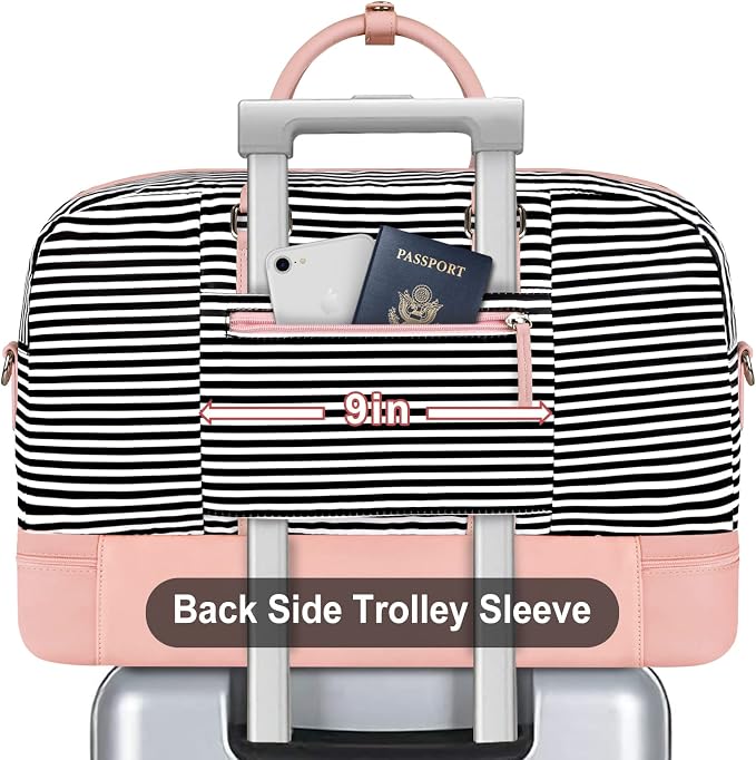 Weekender Bag for Women, Large Overnight Bag Canvas Travel Duffel Bag Carry On Tote with Shoe Compartment 21" 3Pcs Set