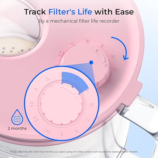 Waterdrop PT-72P Glass Water Filter Pitcher, 7-Cup, Eco-Friendly, NSF/ANSI 53, 42 & 372 Certified Filter, Reduces PFOA/PFOS, Chlorine, Cadmium, Copper & Mercury, BPA-Free, Easy to Clean, Pink