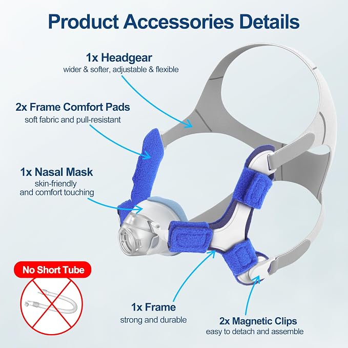 Upgraded Supplies for Airfit N20, Includes Head Strap, Frame, Nasal Cushion(L), Softer Nose Touching for Airtouch N20 Users, Secure Seal & Enhanced Comfort CPAP Supplies by MEDICOLOR, Large