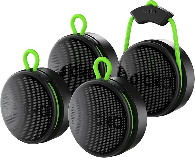 Epicka Tracker Tags with Integrated Adjustable Strap, 2-Year Long Battery Item Finder Works with Apple Find My (iOS Only), NFC & IP67 Waterproof Smart Tag for Keys, Luggage, Bike, Pets, 4 Pack, Black