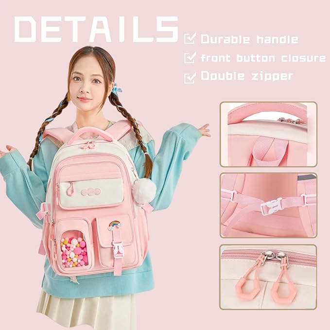 VIDOSCLA Vivid Girls' School Backpack Kids Elementary Schoolbag Primary Backpack with Multi-Pocket Design