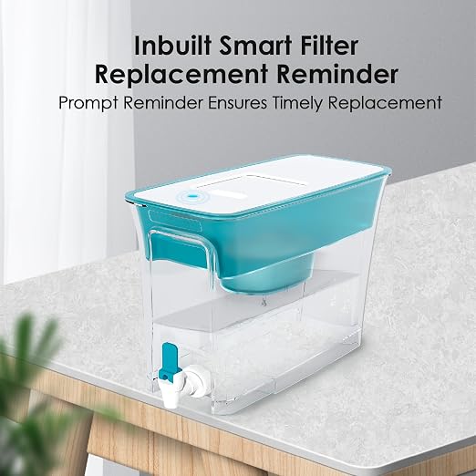 Waterdrop WFD-40B Water Filter Dispenser, 35-Cup Slim Water Filter Pitcher, Large Capacity, 200-Gallon Long-Life, Reduces Chlorine, PFOA/PFOS and More, BPA Free, Turquoise